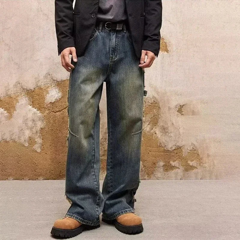 NOVOR RIPPED WIDE-LEG JEANS