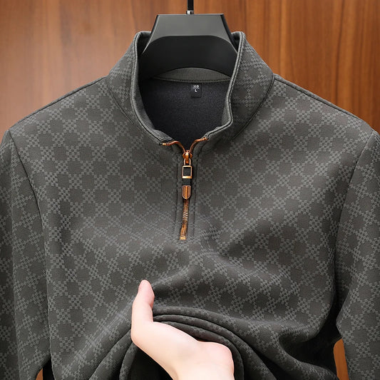 Novor Luxury Plaid Stand Collar Hoodie
