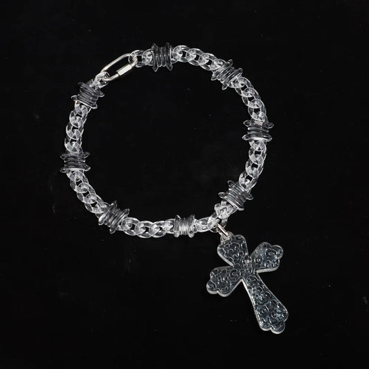 Novor Iridescent Acrylic Cross Pendant Necklace