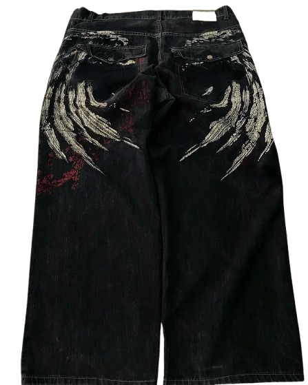 NOVOR Retro Embroidery Baggy Jeans