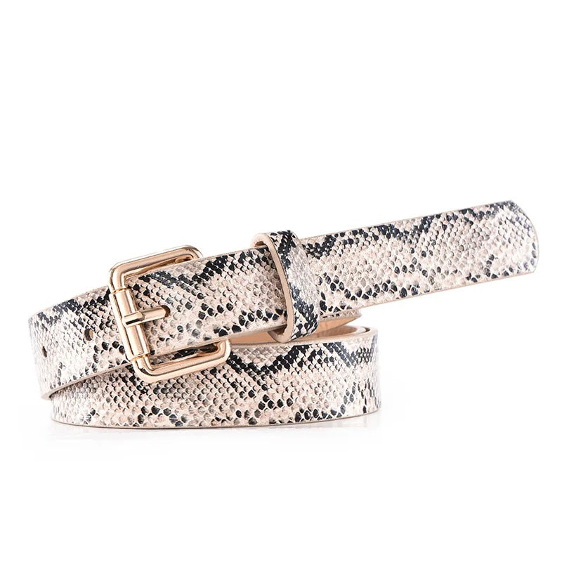 Novor Leopard & Snake Print Slim Belt