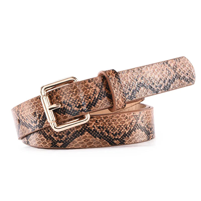 Novor Leopard & Snake Print Slim Belt