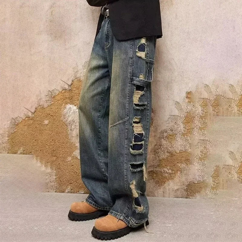 NOVOR RIPPED WIDE-LEG JEANS