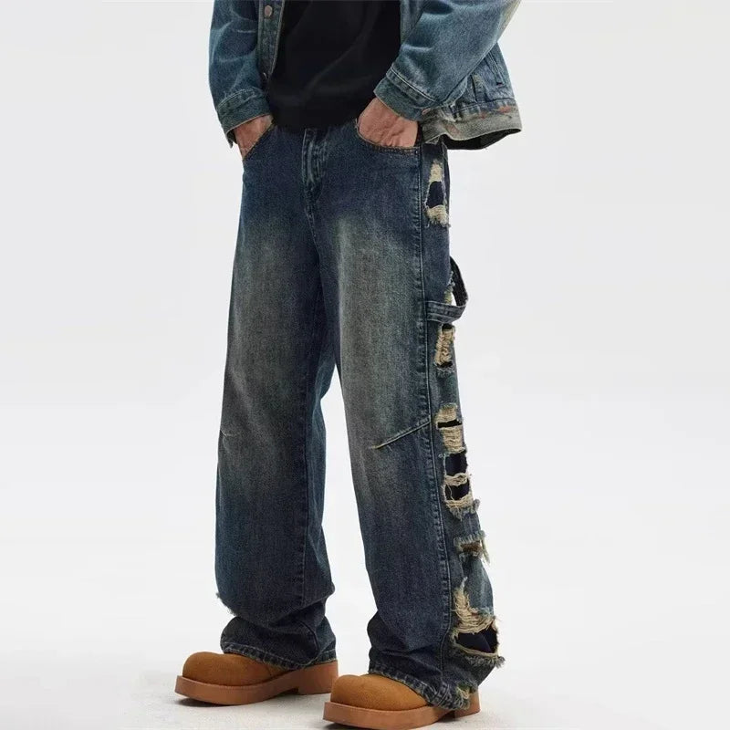 NOVOR RIPPED WIDE-LEG JEANS