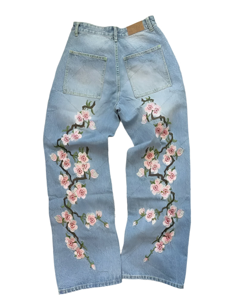 NOVOR Cherry Blossom Wide-Leg Jeans