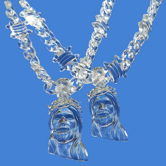 Novor Transparent Acrylic Jesus Pendant Necklace