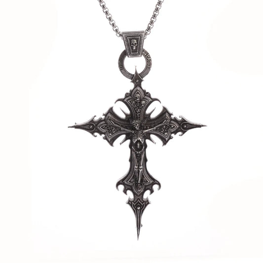 Novor Gothic Crucifixion Skull Cross Pendant Necklace