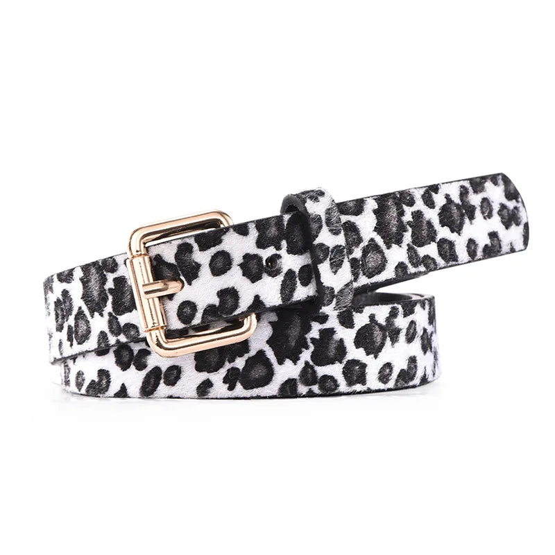 Novor Leopard & Snake Print Slim Belt