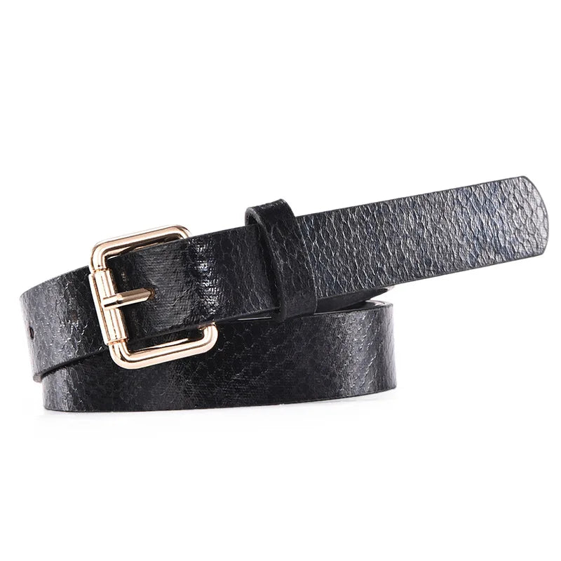 Novor Leopard & Snake Print Slim Belt